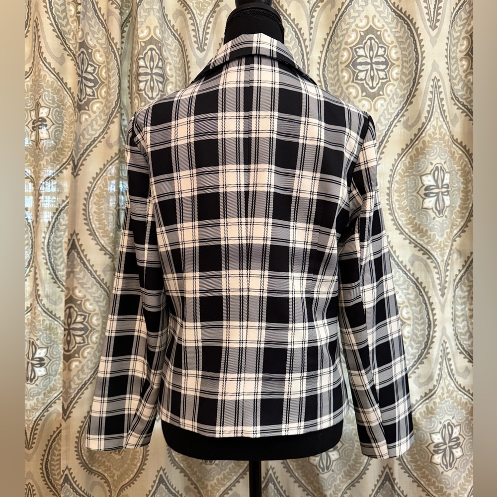 Allegra K Monochrome Checkered Blazer - Picture 2 of 3